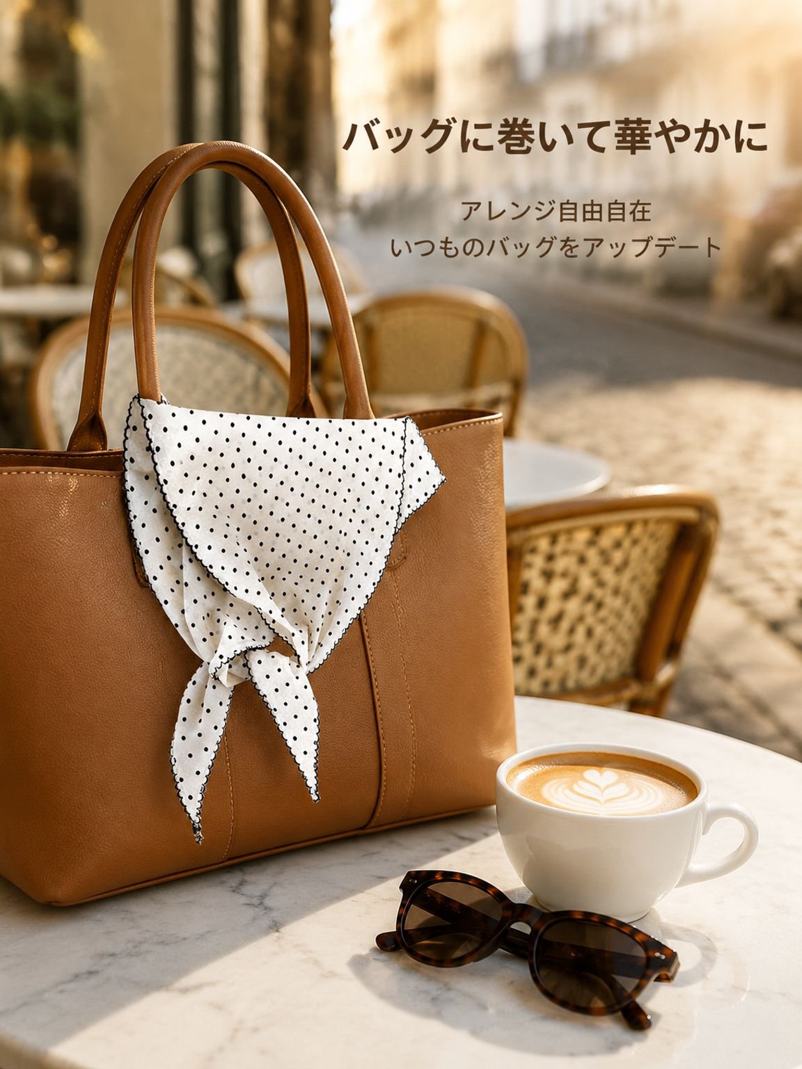 夏のお出かけ用 万能ドットスカーフ