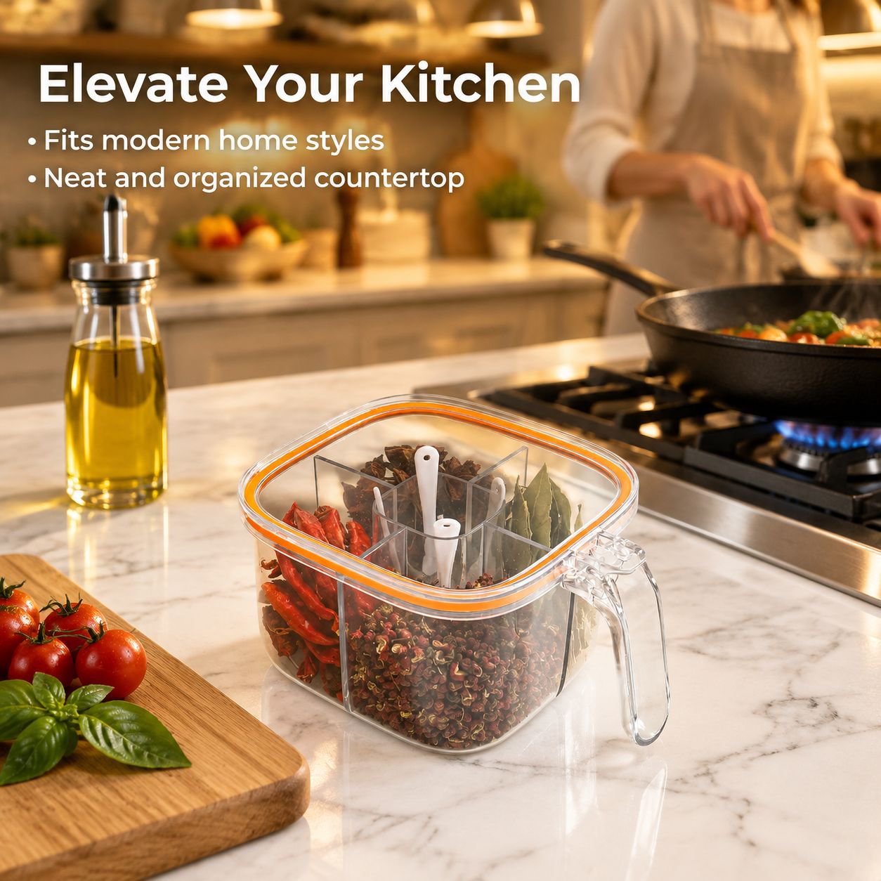 Clear seasoning storage box for a tidy and organized kitchen
