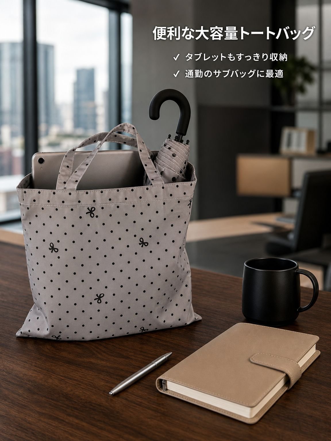 かわいいドットリボン携帯折りたたみ傘 UV対策 晴雨兼用日傘