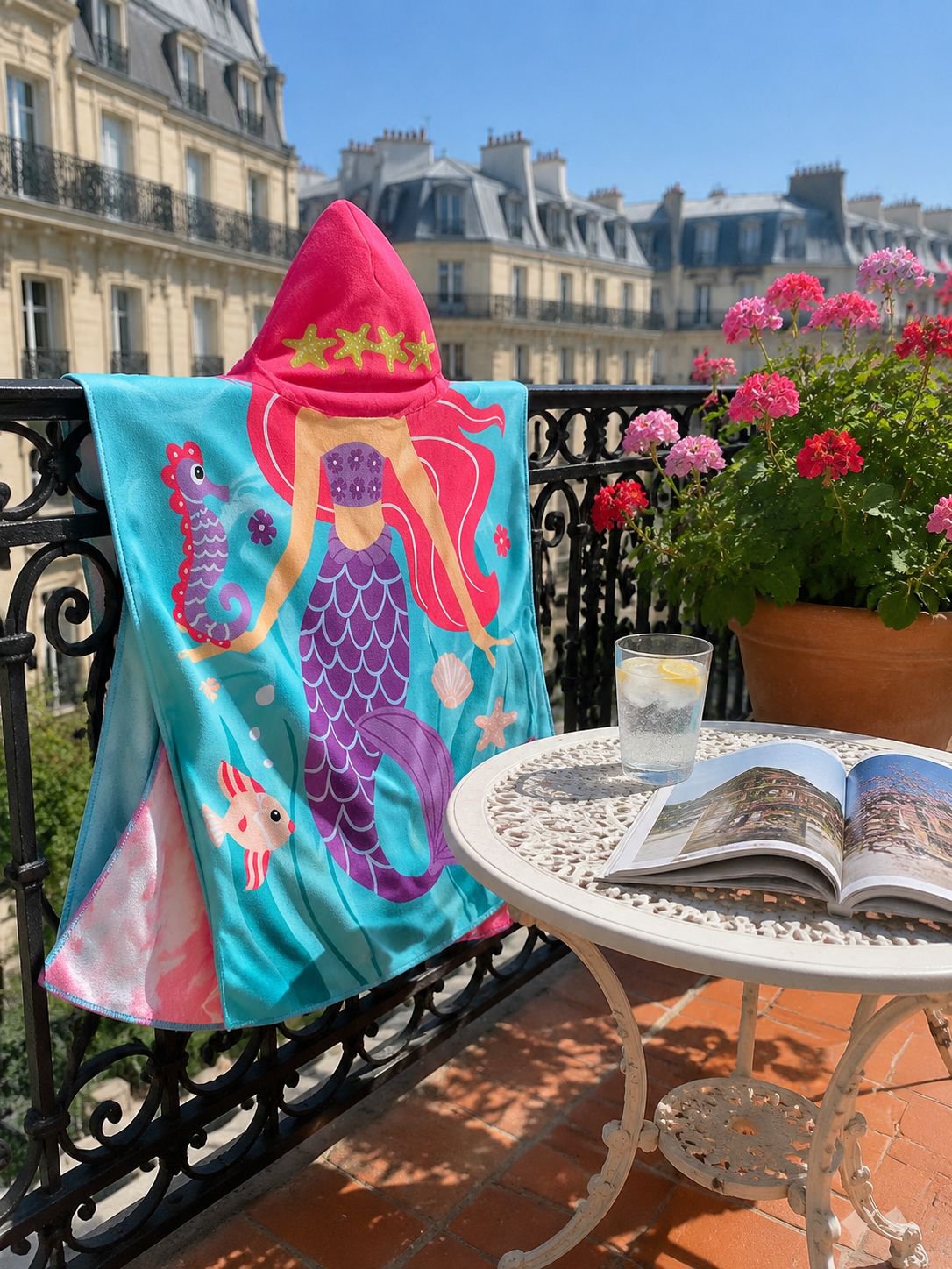 Poncho serviette enfant facile à enfiler