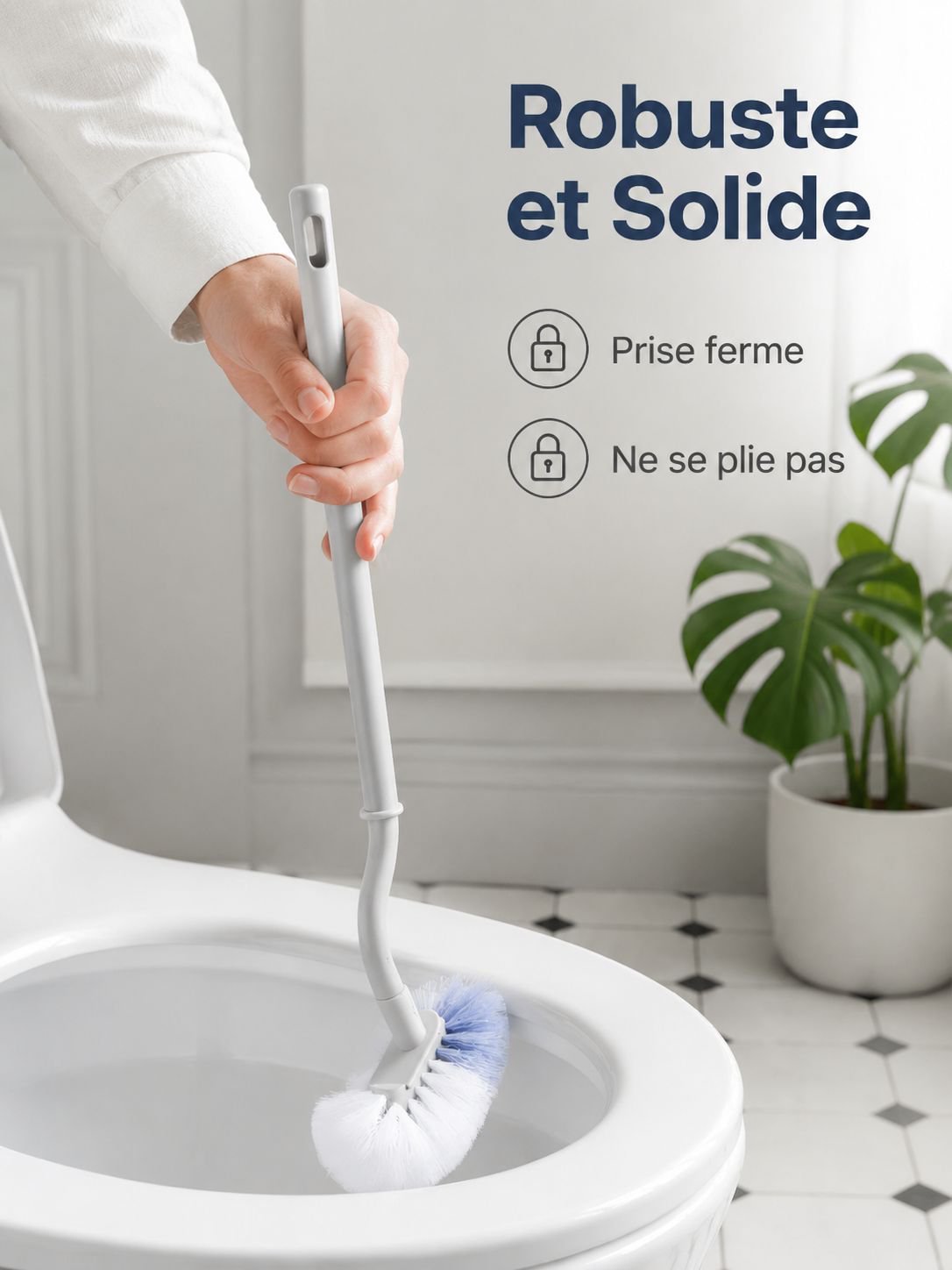Brosse WC compacte en silicone pour toilettes et salle de bain