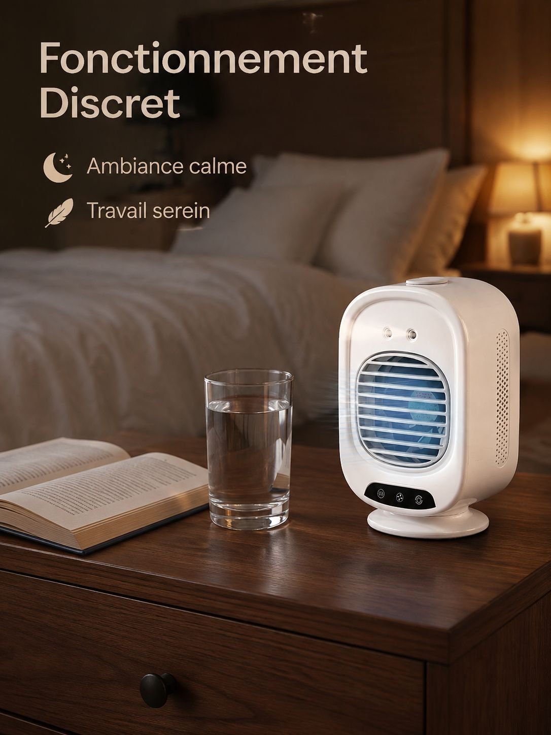 Mini climatiseur portable à chargement USB, ventilateur de bureau pour bureau et dortoir