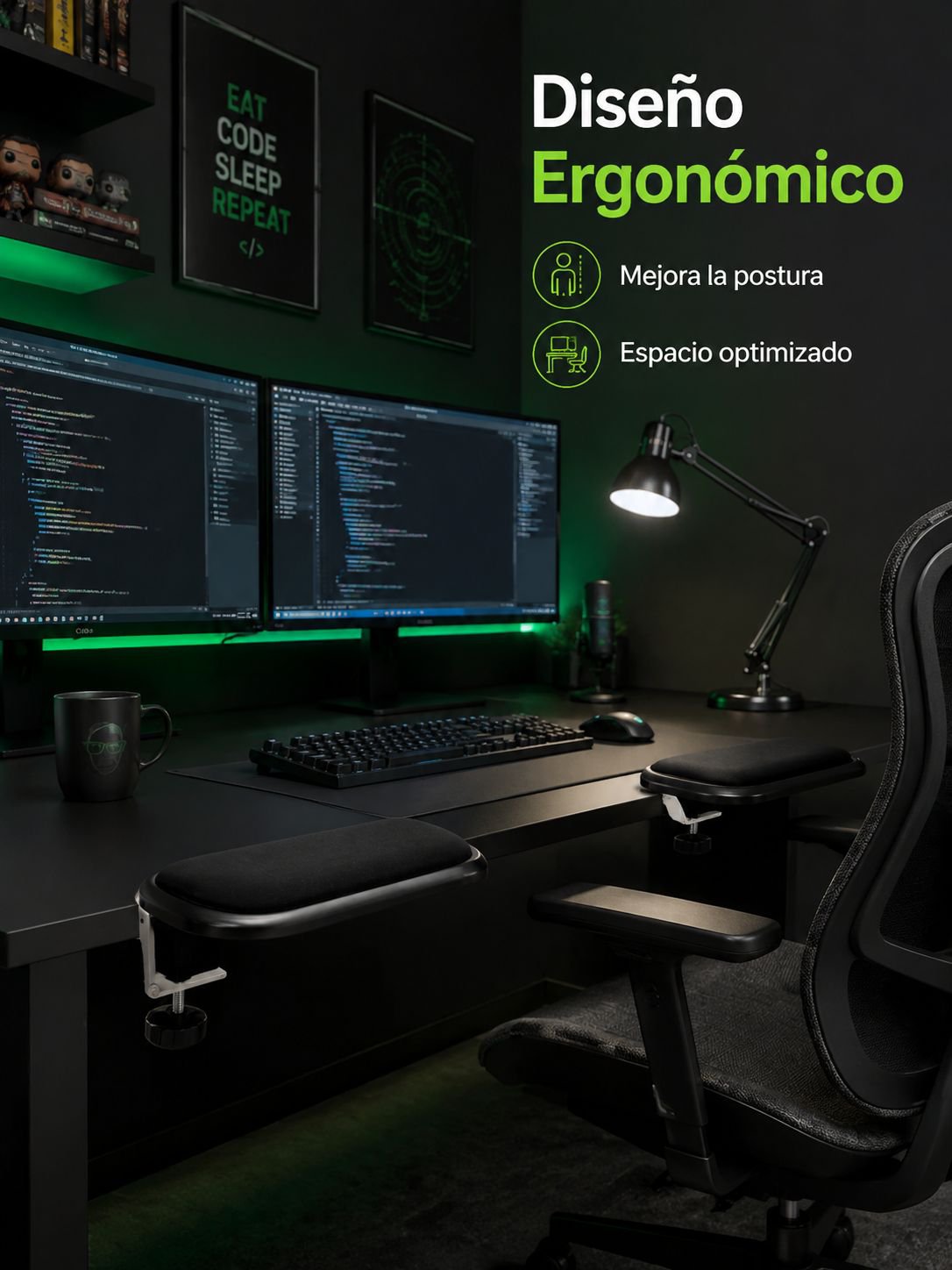 Reposamuñecas y reposabrazos para oficina moderna