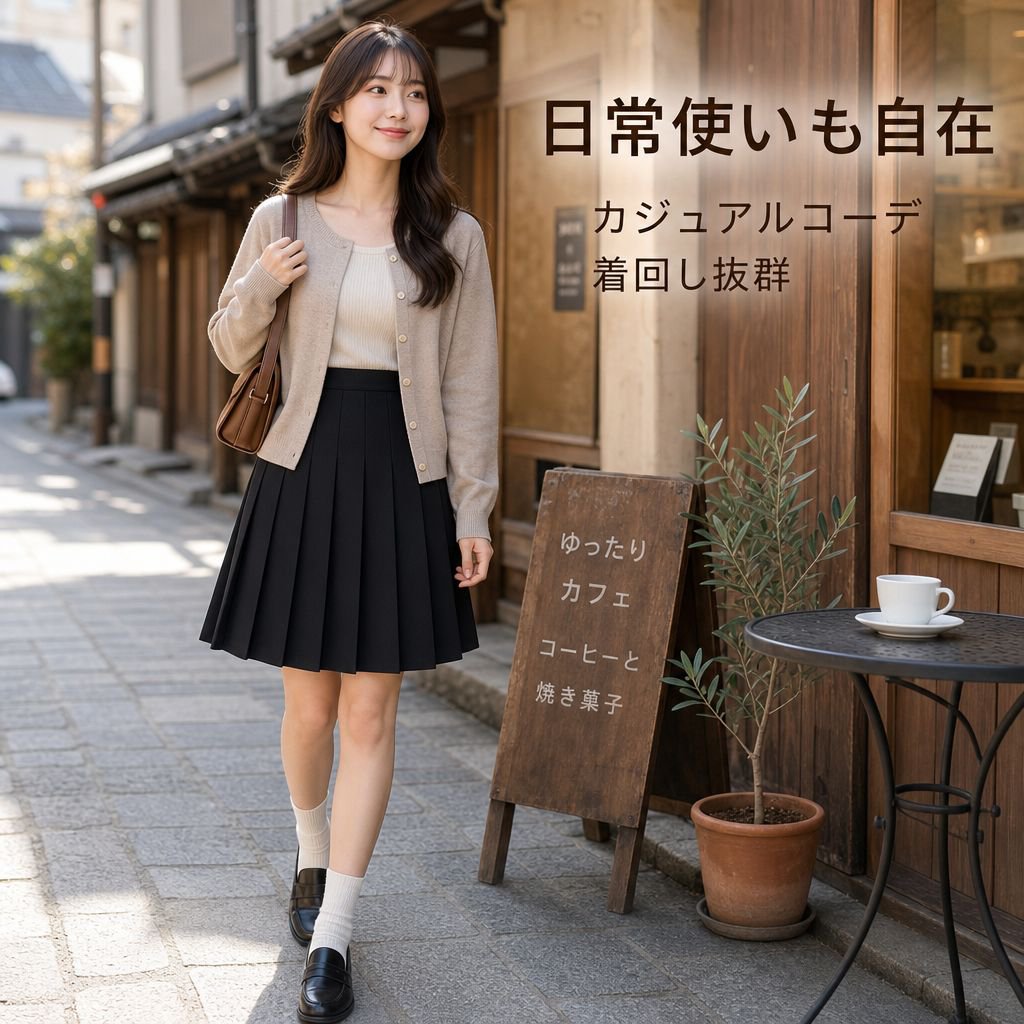 女性用 大きいサイズ プリーツゴルフウェア スカートパンツ ブラック