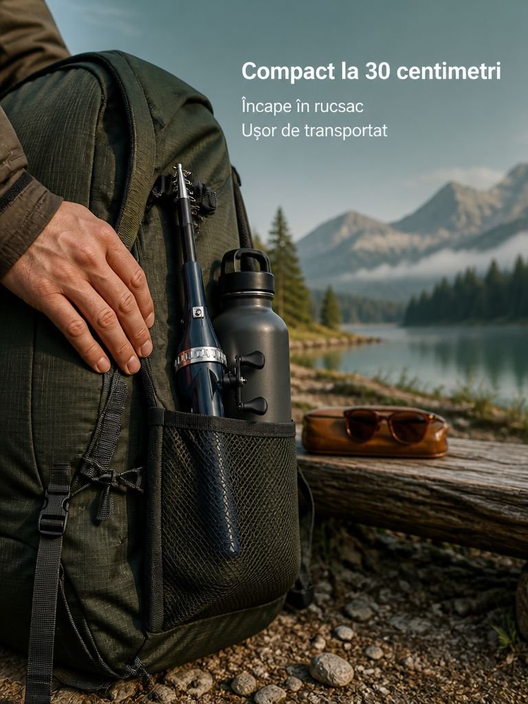 Set de pescuit cu undiță telescopică pliabilă, 21 de piese, cu protecție împotriva exploziilor