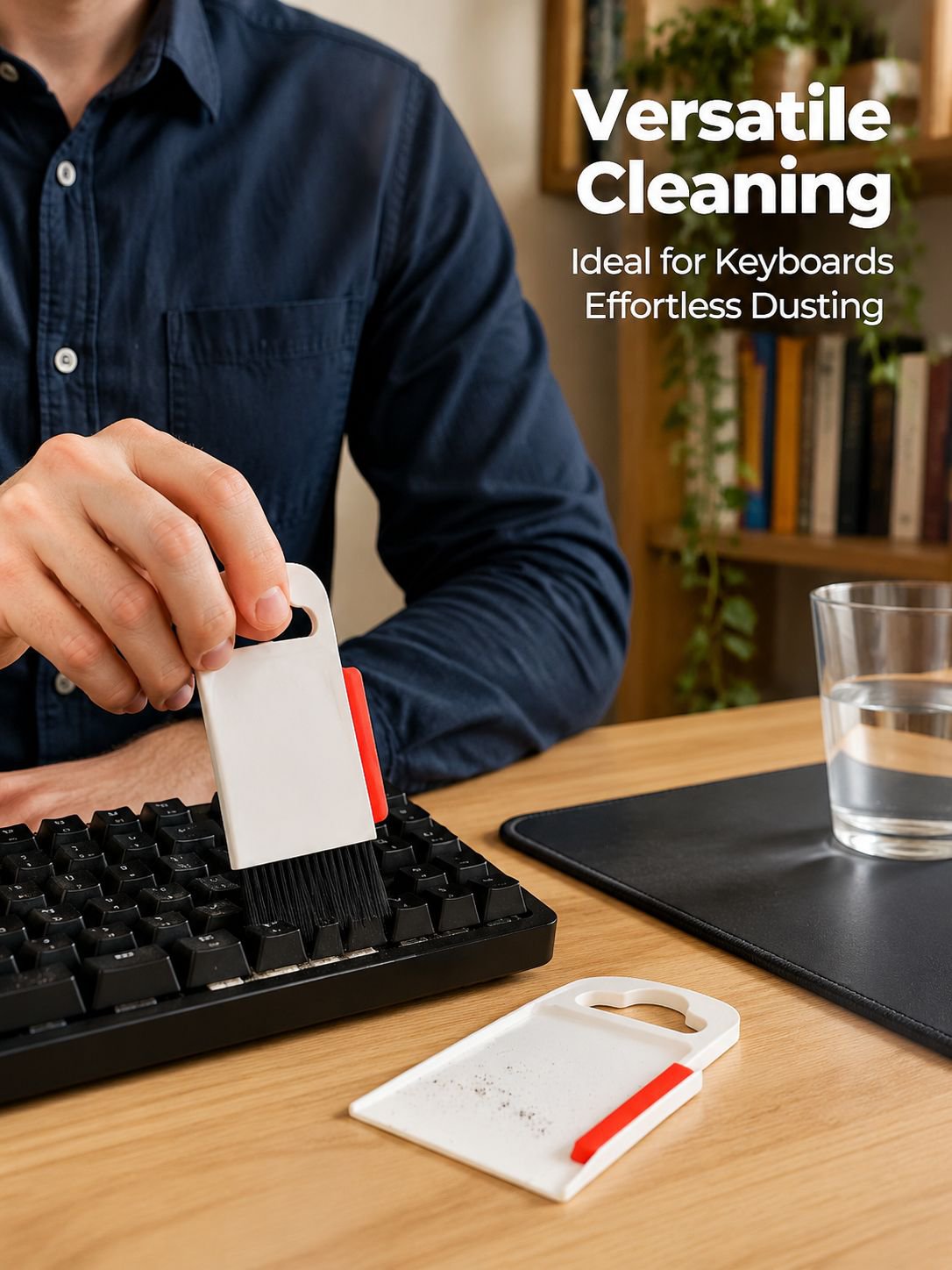 Desktop mini cleaning tool set, includes small broom, dustpan, and cleaning shovel
