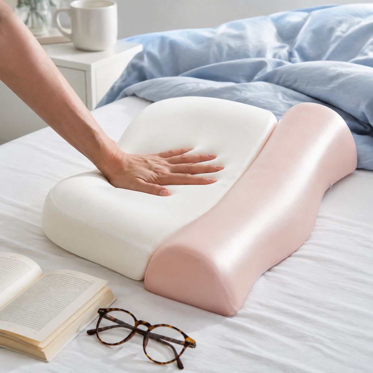 Ergonomic memory foam pillow with traction design