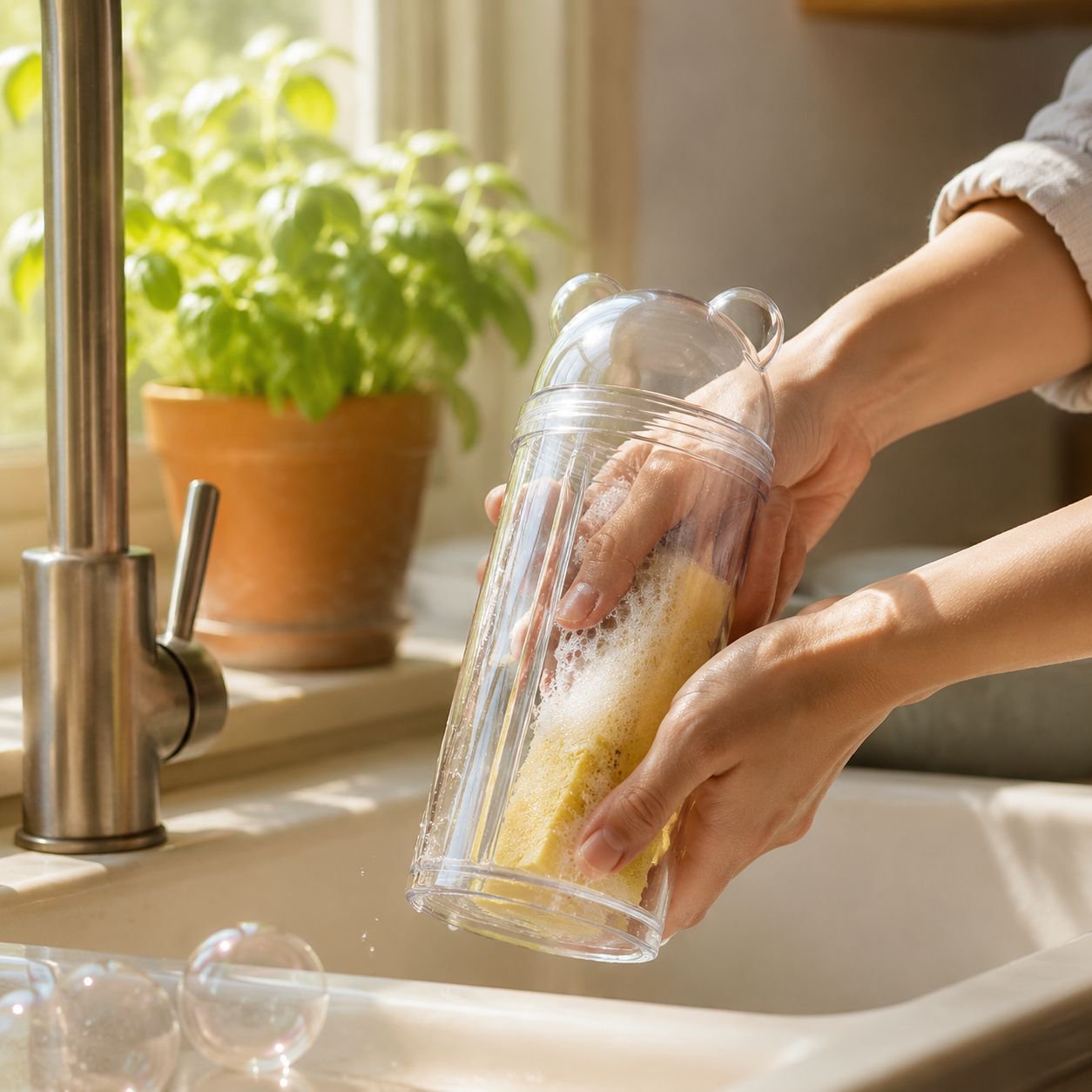 Leakproof transparent water bottle with lid