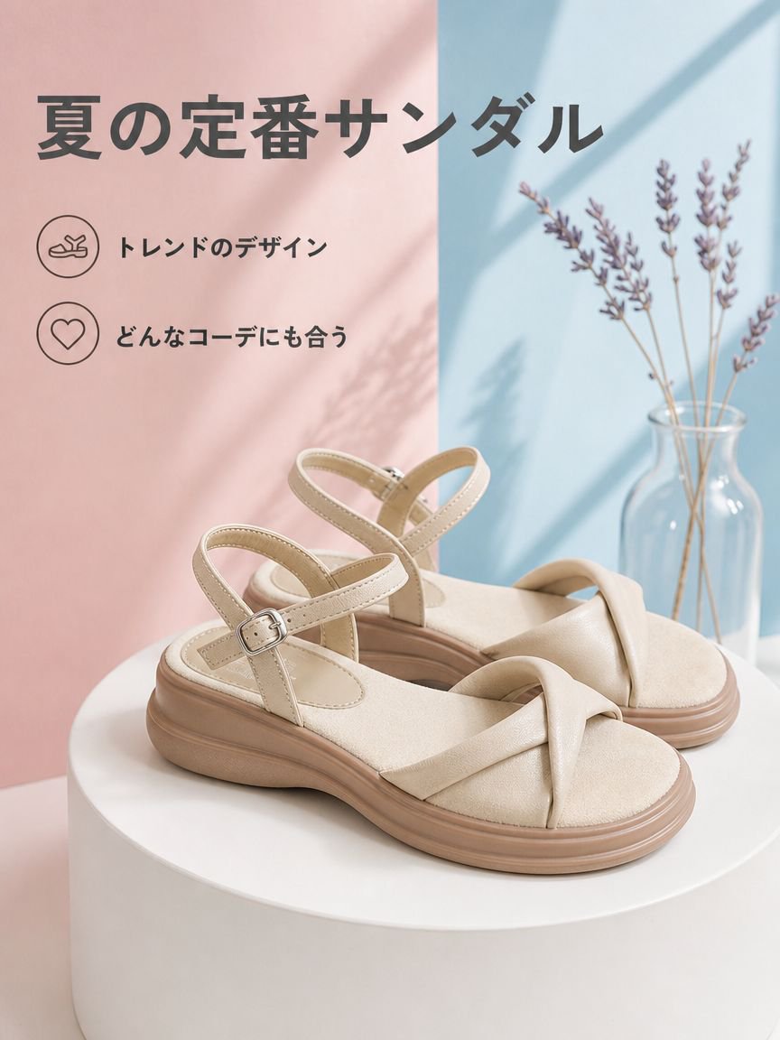 厚底ストラップサンダル レディース 夏用 デザイン感