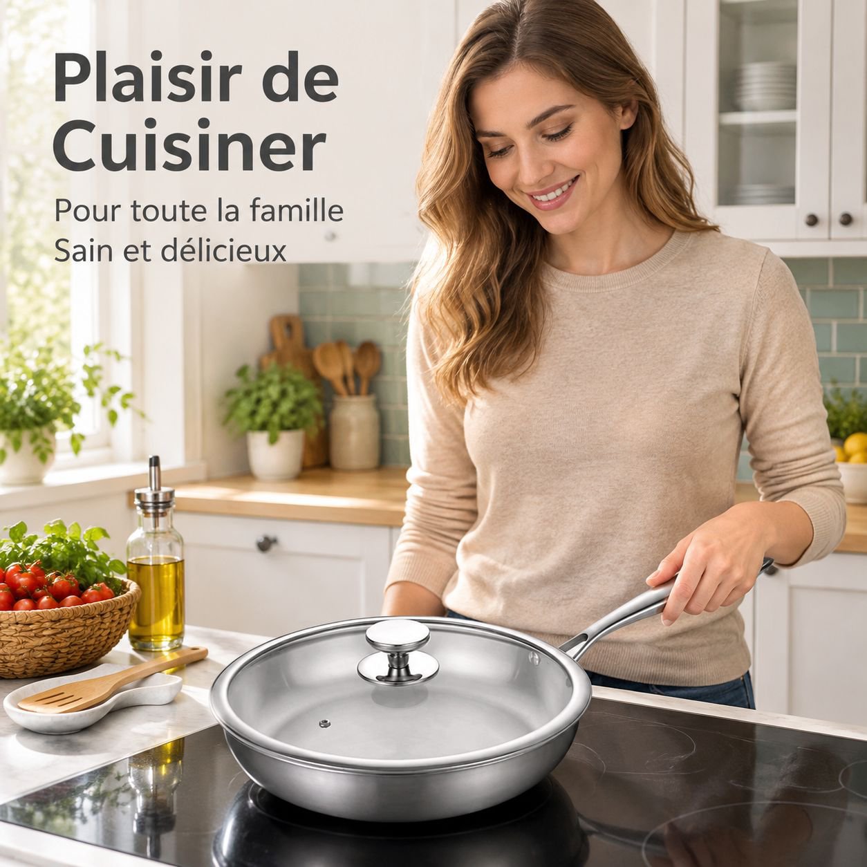 Poêle Épaisse en Acier Inoxydable 316 sans Revêtement Gaz Induction