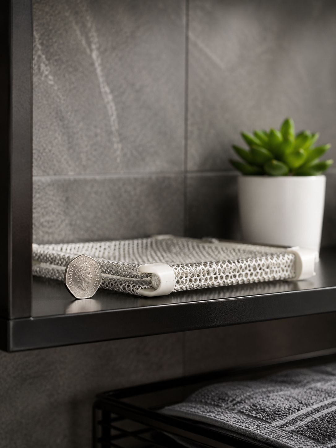 Breathable mesh laundry basket with double suction cup support