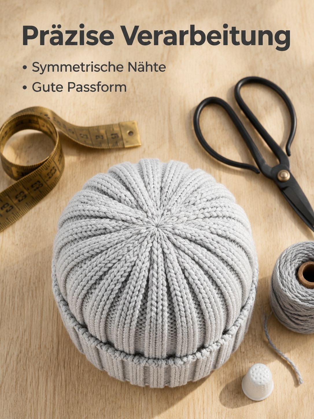 Einfarbige Strickmütze in modernem Design