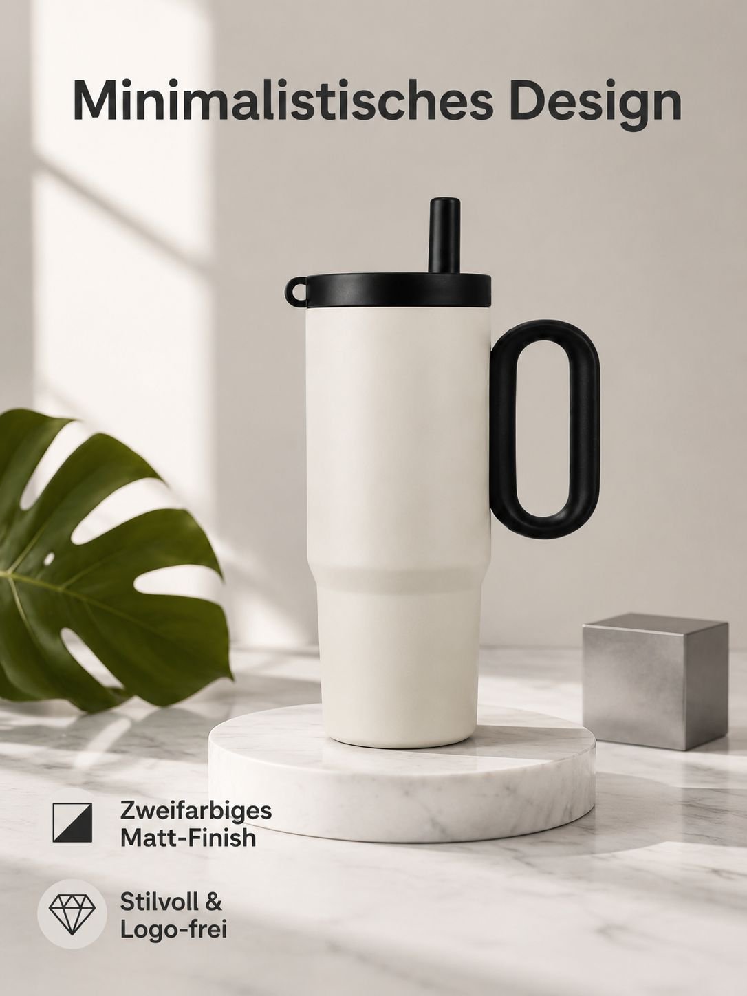 Stylischer und großer Edelstahl-Thermobecher/Eisbecher