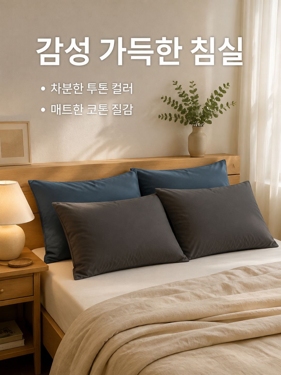 가정용 무색 워싱 면 베갯잇