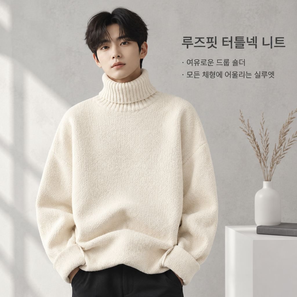 겨울 남성 터틀넥 목폴라 니트 빅사이즈 데일리 이너웨어