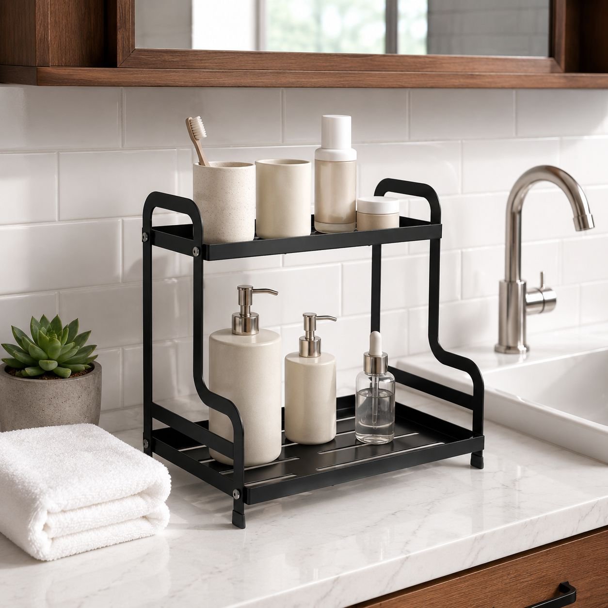 Bathroom Double-layer Storage Rack for Cosmetics and Perfume