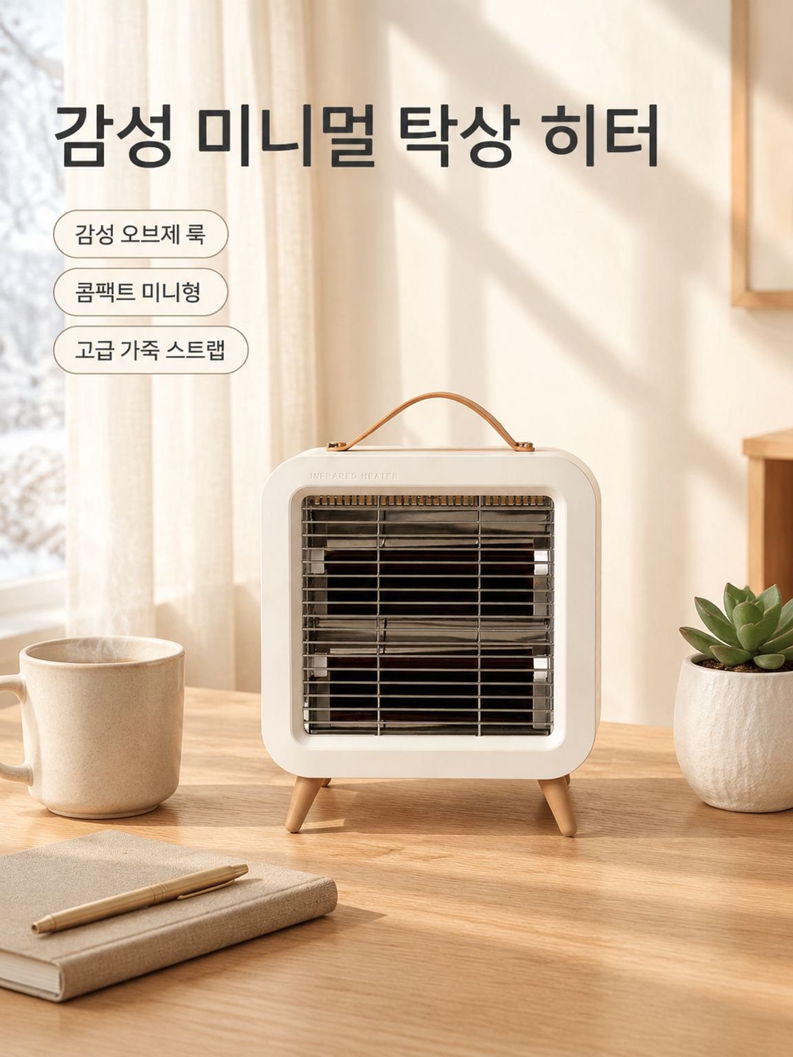 손잡이가 달린 휴대용 미니 탁상형 히터