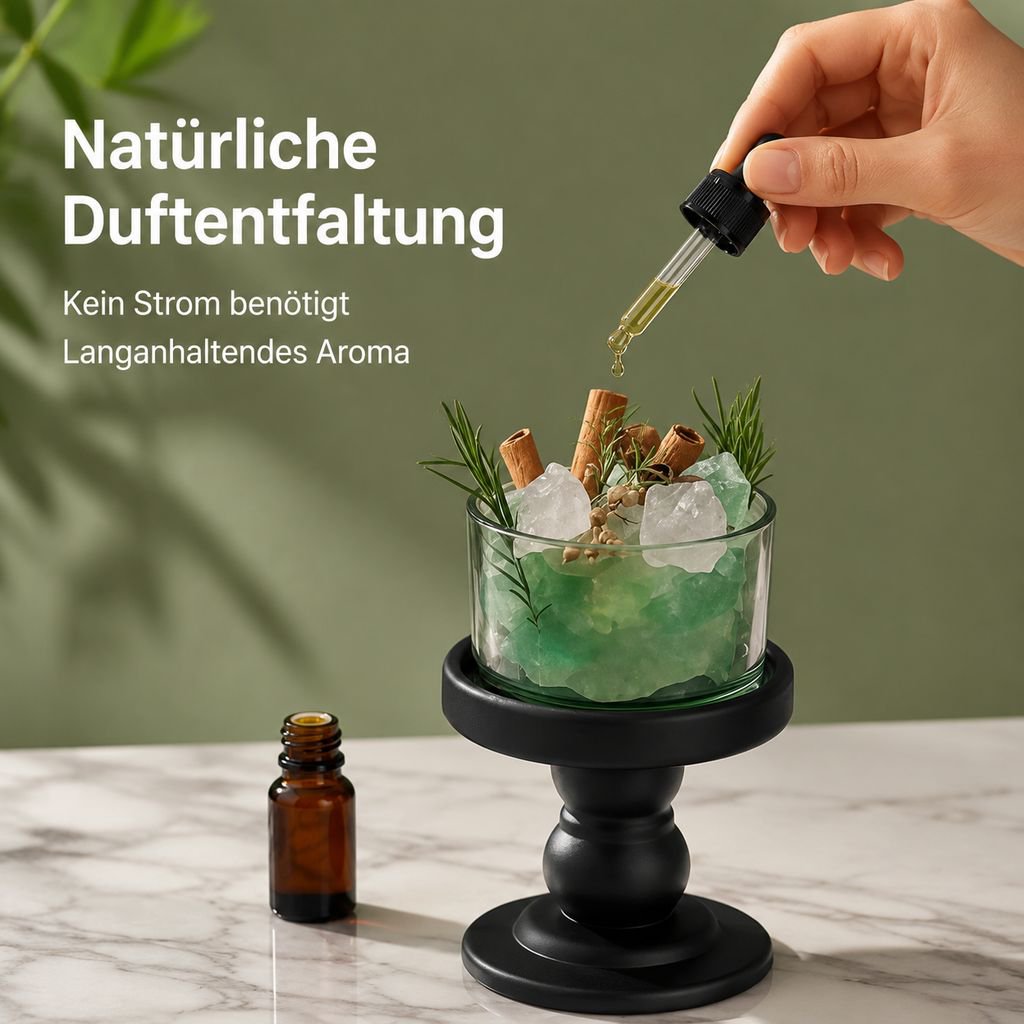Edler Duftstein ohne Flamme mit Pflanzenmotiv als dekoratives Raumduft-Accessoire