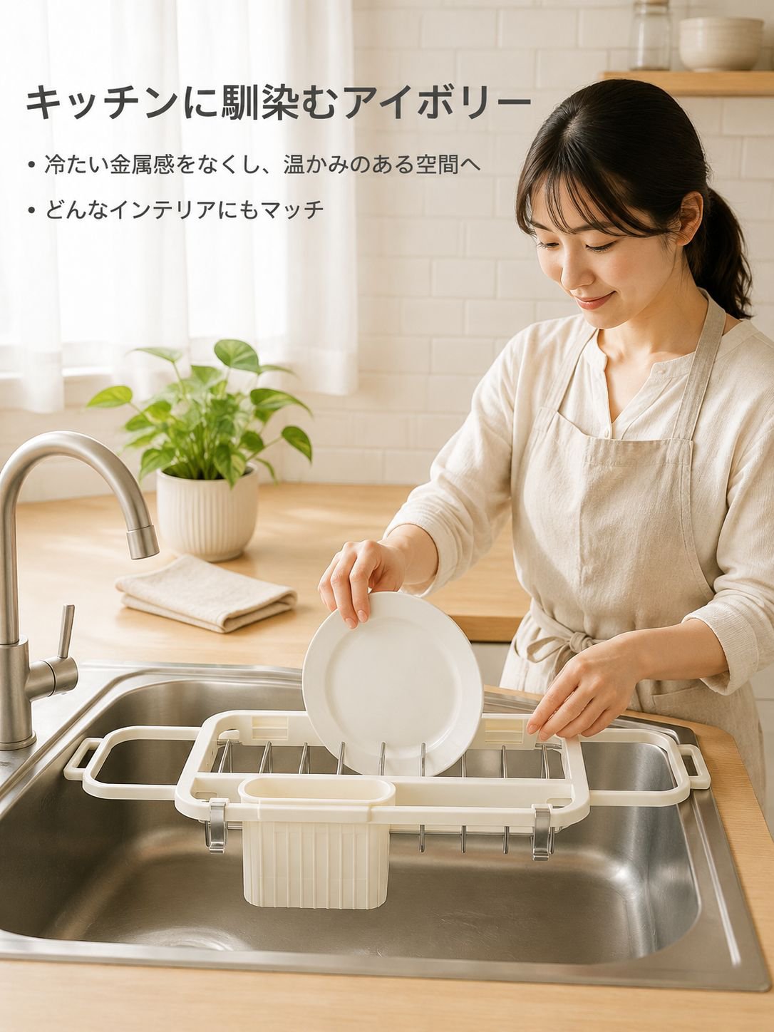 水切りラックと仕切り付き収納