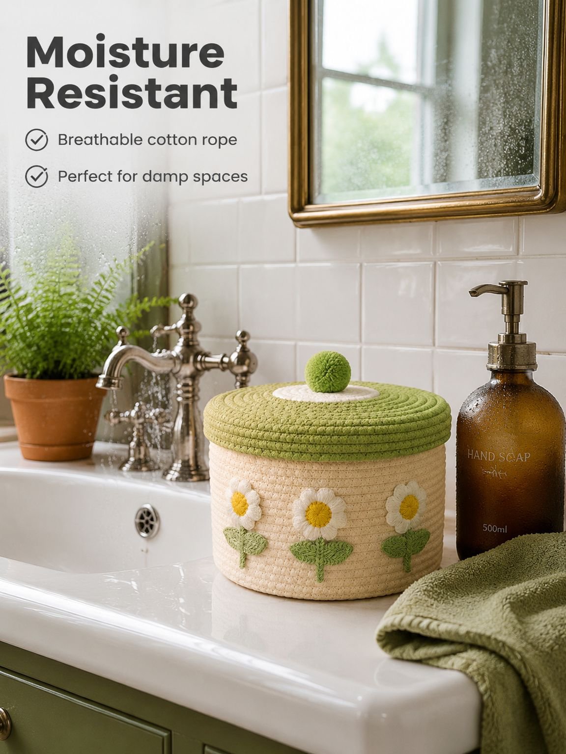 Lidded Cotton Woven Storage Basket