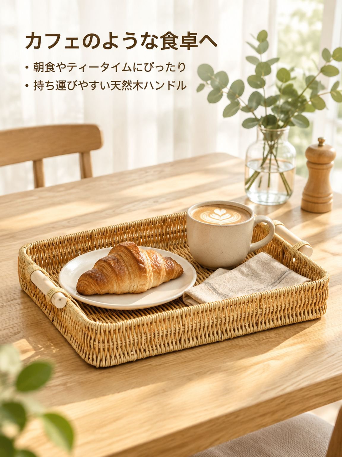 籐を模した手編みかご