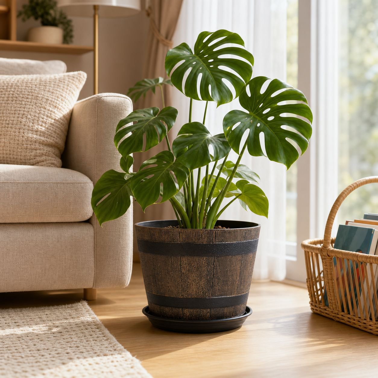 Outdoor Thickened Plastic Wooden Tub Flower Pot