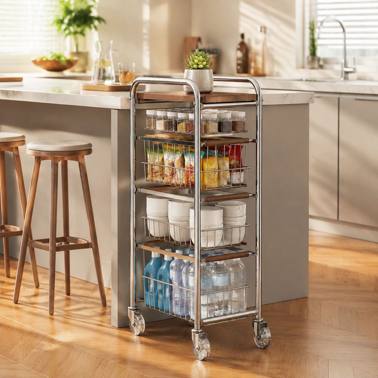 Compact storage solution for narrow gaps