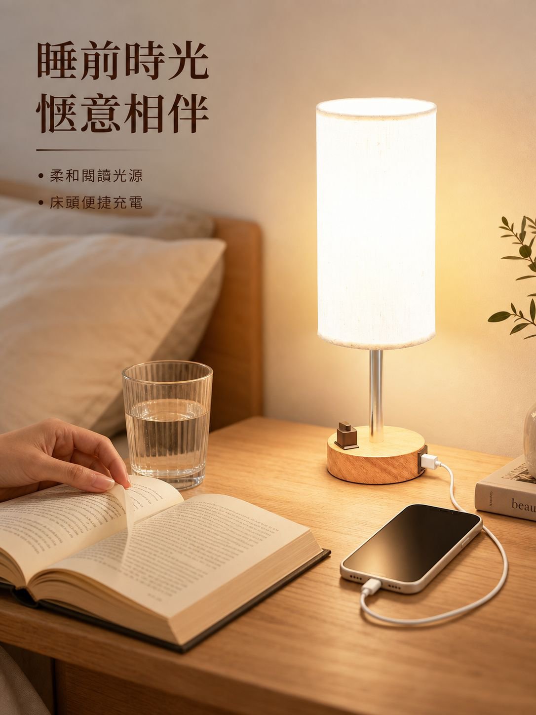 USB充電圓柱小夜燈