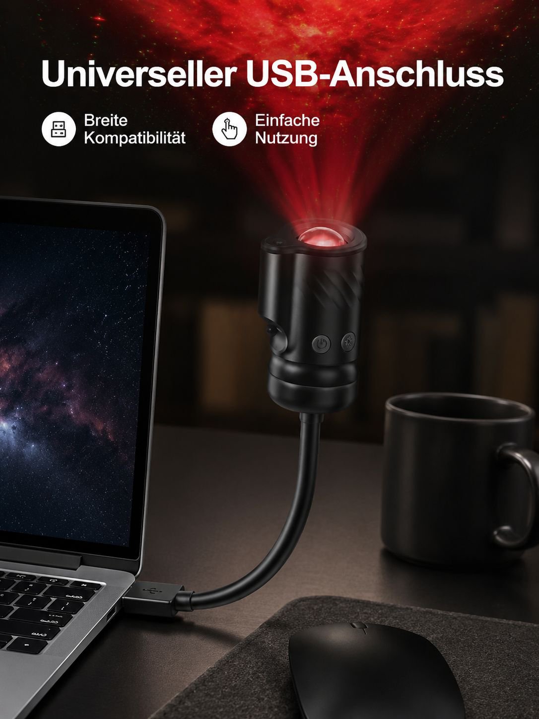 USB Sternenprojektor Nachtlicht für Auto und Zuhause, romantische Atmosphäre Lampe