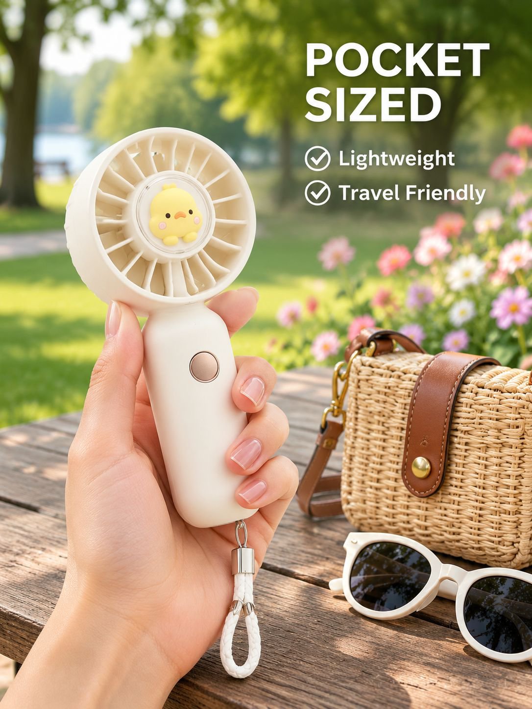 GO's new summer yellow duck USB handheld mini fan is portable, quiet, and rechargeable, perfect for 
