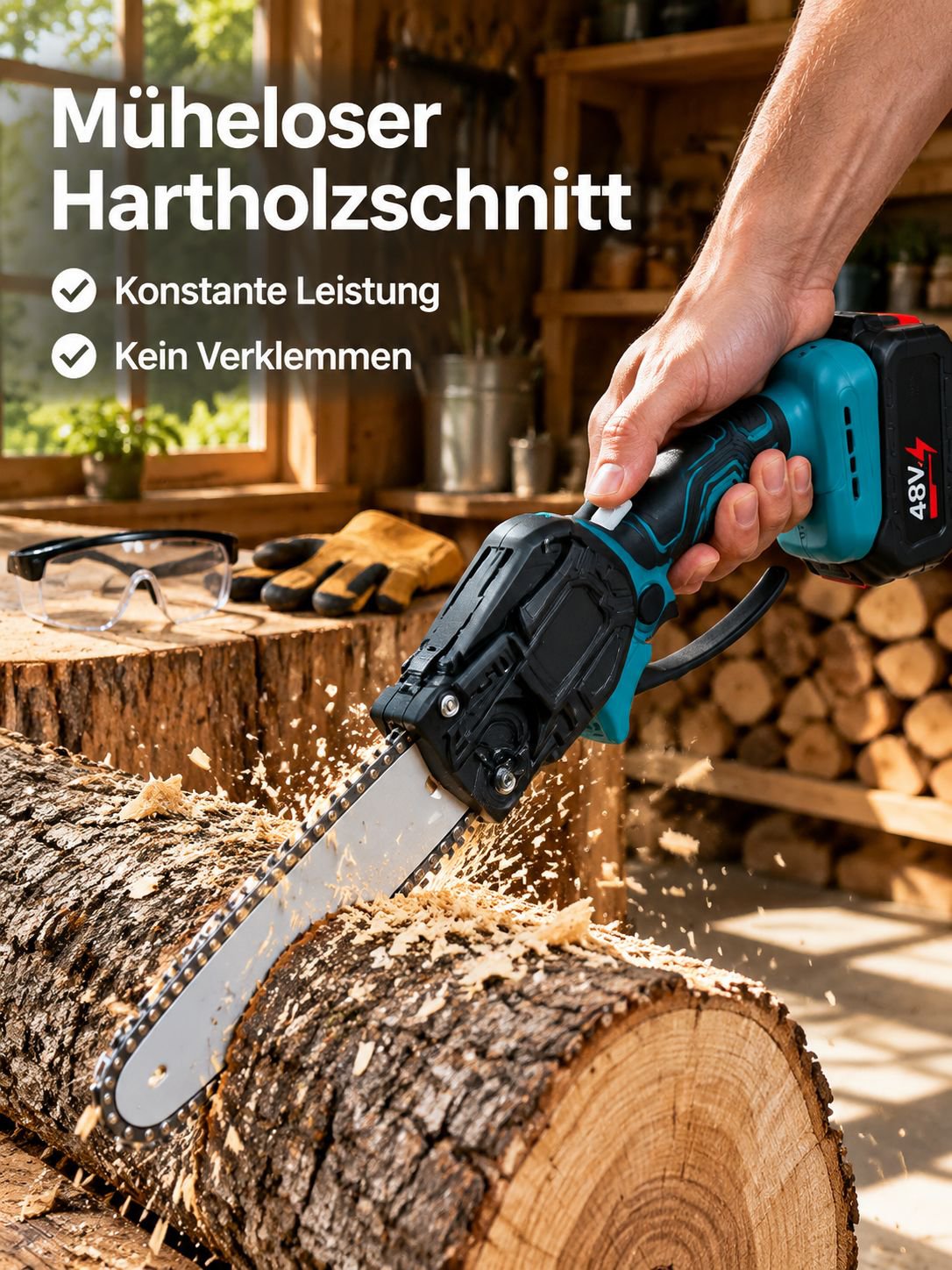 Leichte und tragbare Akku-Säge für Gartenarbeiten