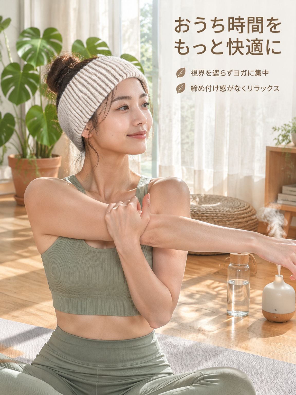 ニットの防寒ヘアバンド