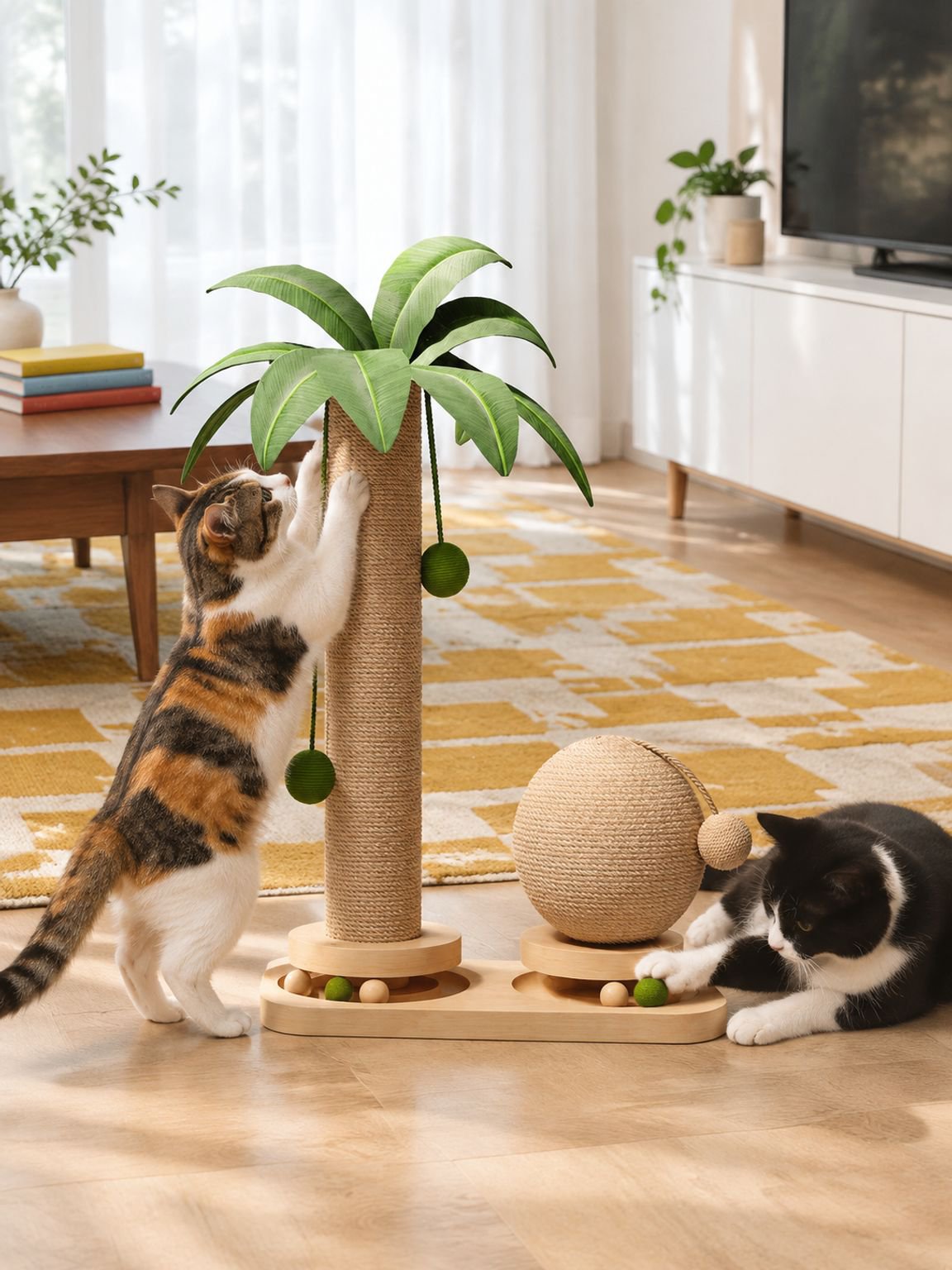 Árbol rascador para gatos con diseño de palmera