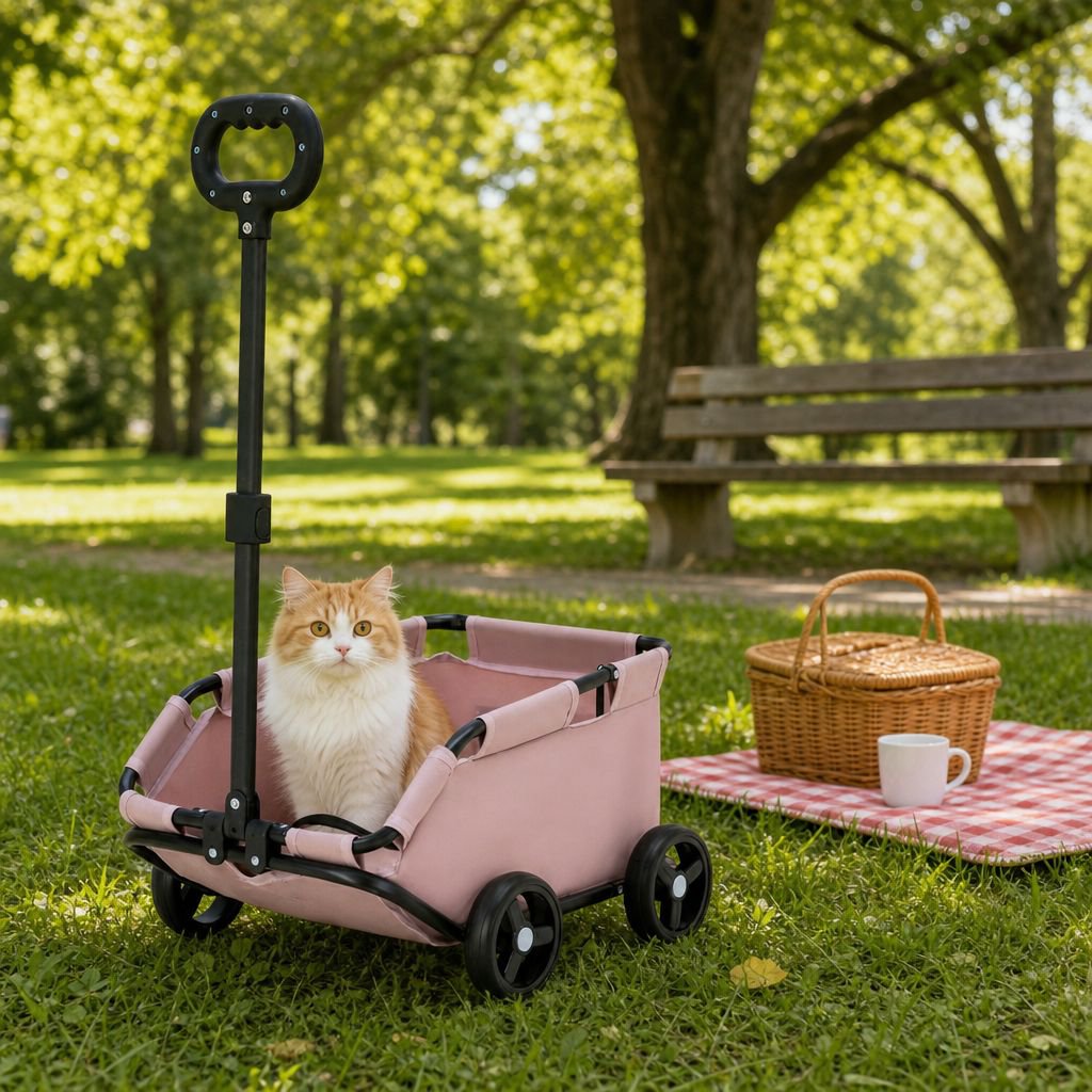 Kleiner Haustier-Kinderwagen für Hunde und Katzen, Teddy-Baby-Kinderwagen für die Reise, leichter fa