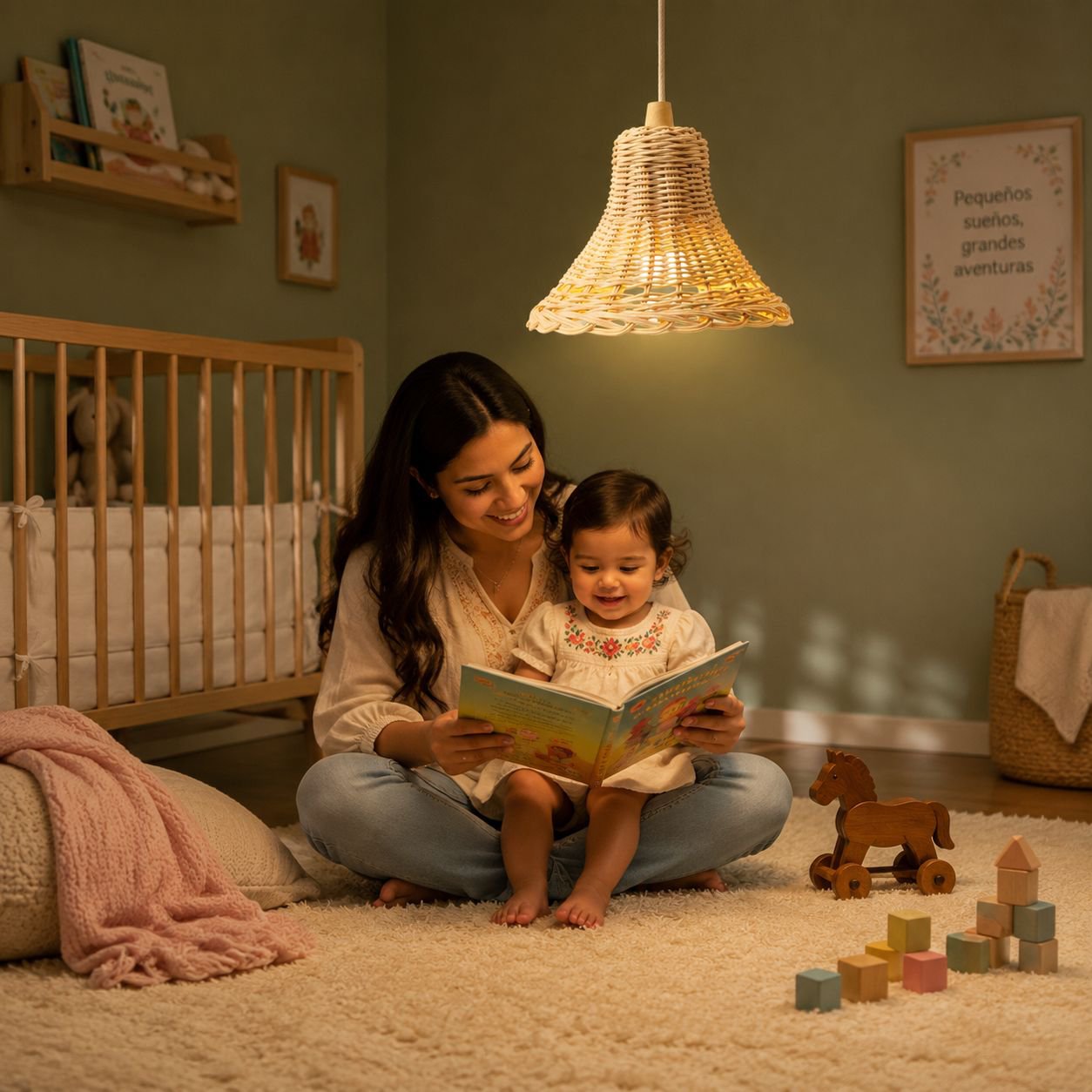 Lámpara colgante artesanal de ratán para fotografía y decoración