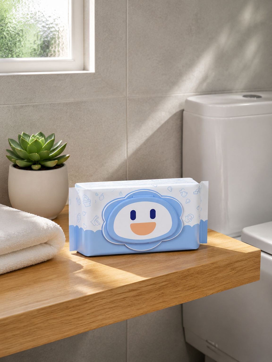 JMY-Blaue Blumen Smiley Feuchttücher
