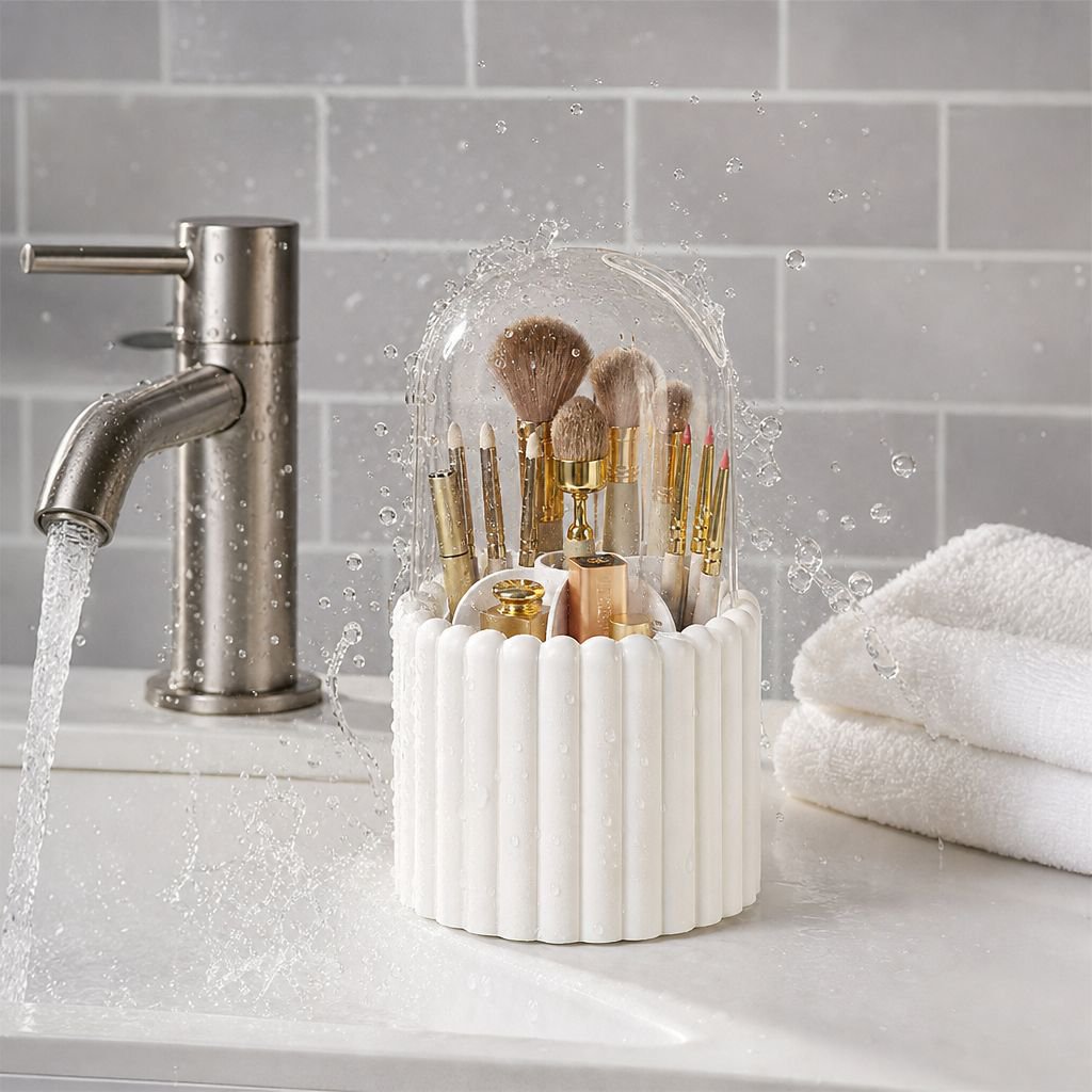 Makeup Desk Organizer with Dustproof Protection