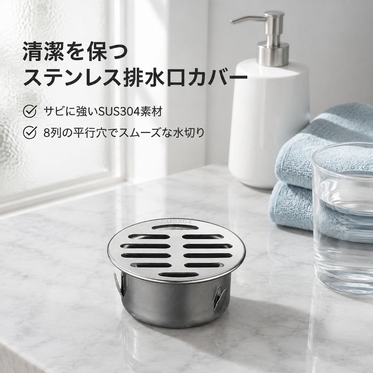 ステンレス製排水口カバー