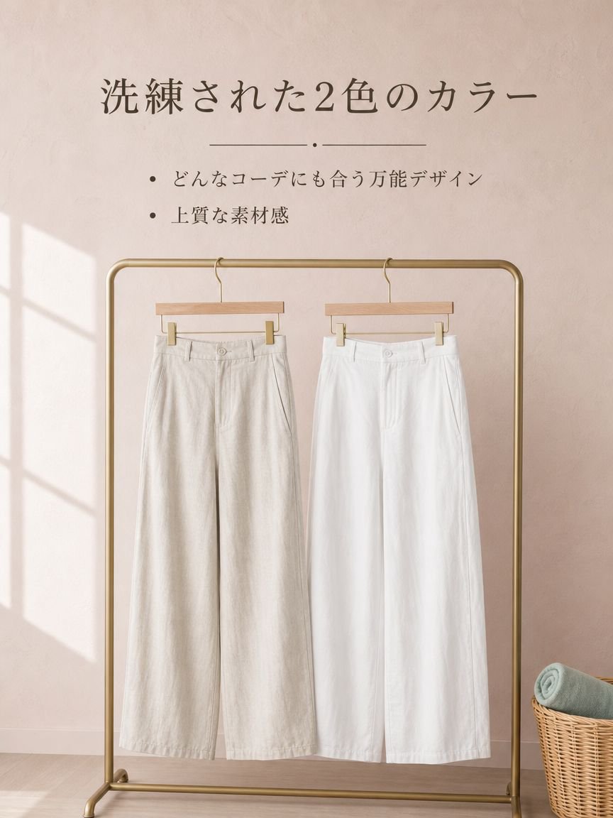 通勤に最適なシンプルデザインのロングパンツ