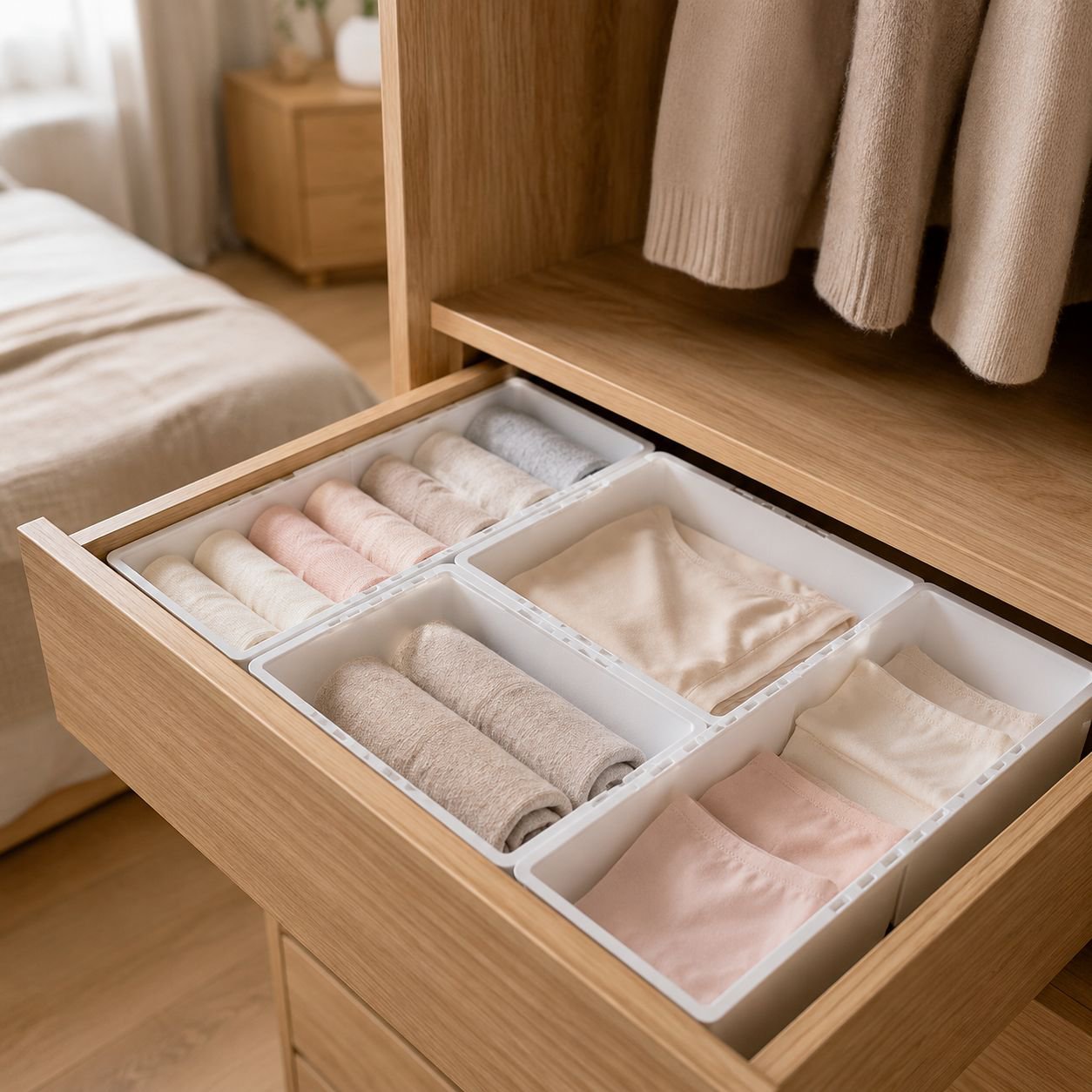 Boîte de rangement extensible pour tiroir, sous-vêtements et produits de maquillage