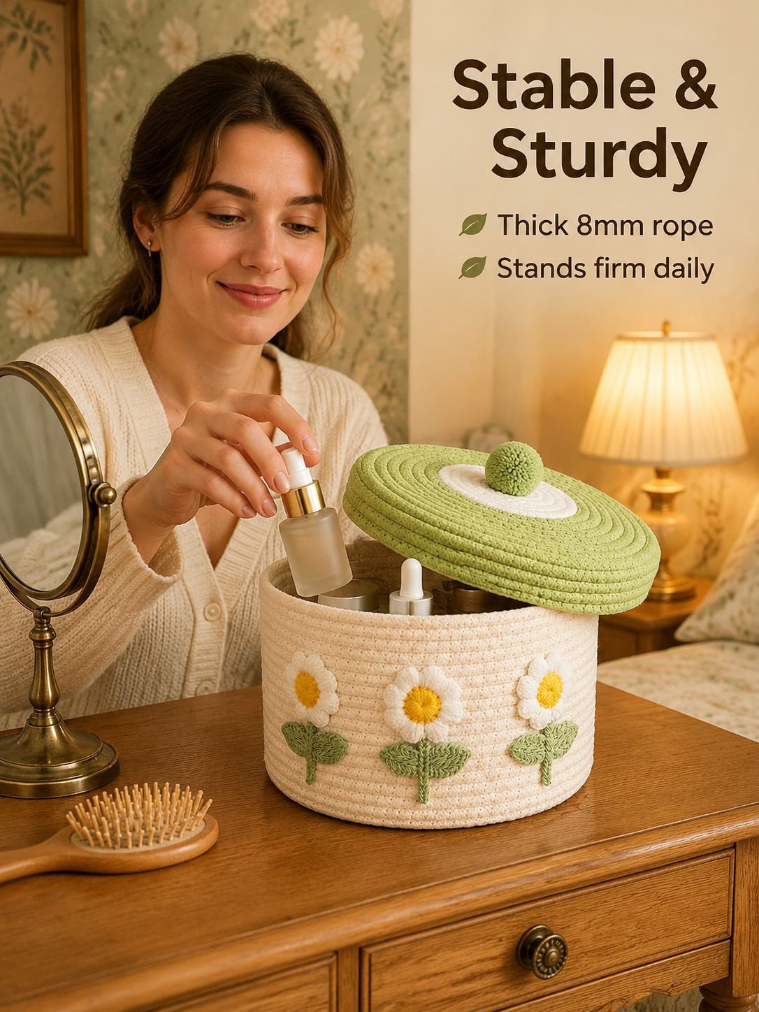 Lidded Cotton Woven Storage Basket