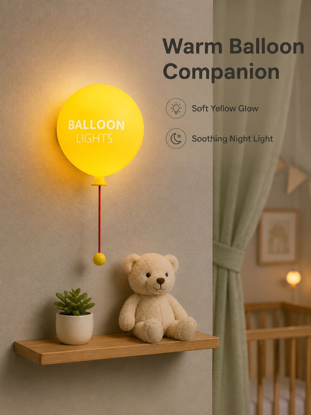 JMY Silicone Balloon Night Light, Breastfeeding Lamp, Bedside Lamp, Wall-mountable or Handheld, Thre
