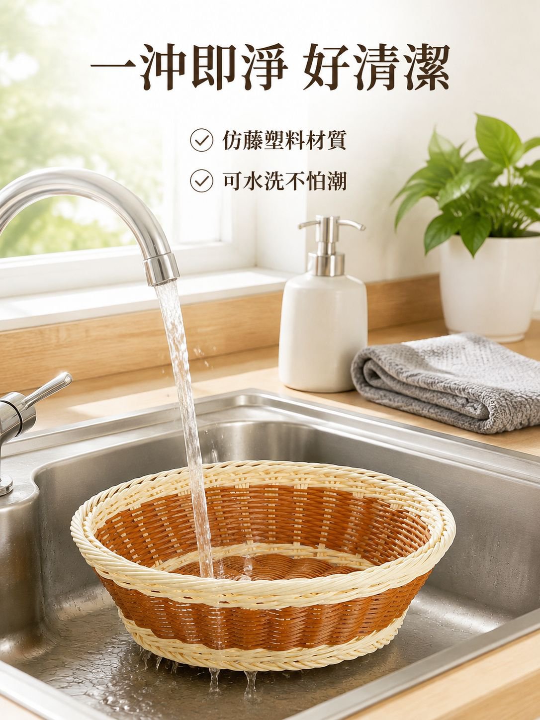 仿藤編收納水果籃