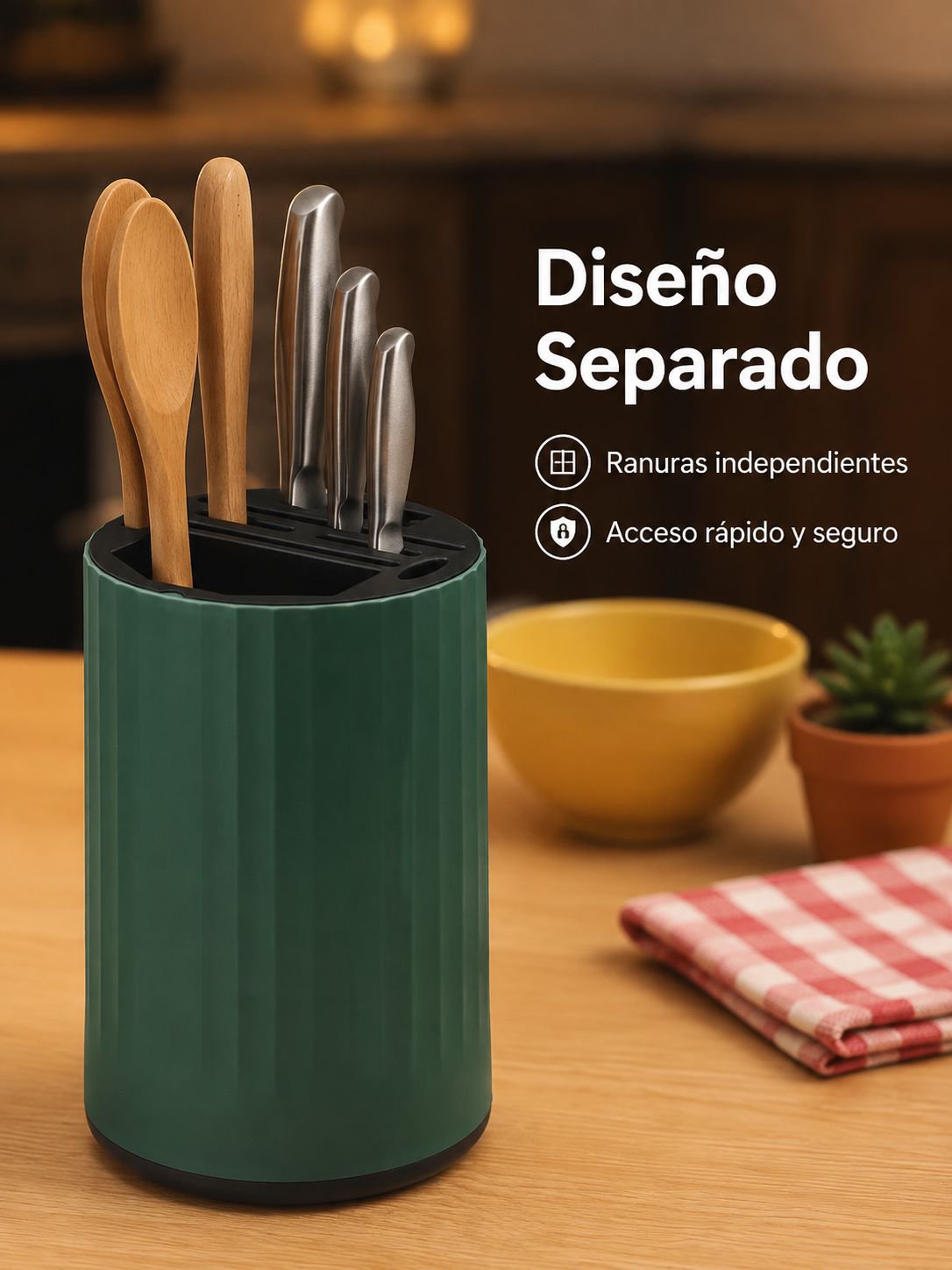 Estuche organizador 3 en 1 para cuchillos y cucharas
