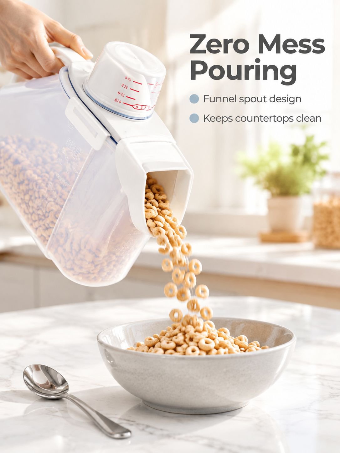 Sealed container designed to store five types of grains and cereals