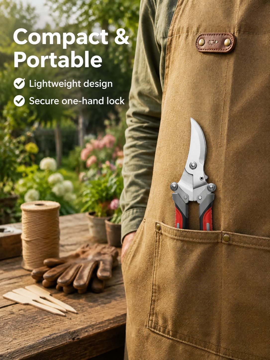 Outils de taille modernes et minimalistes pour arbres et arbustes