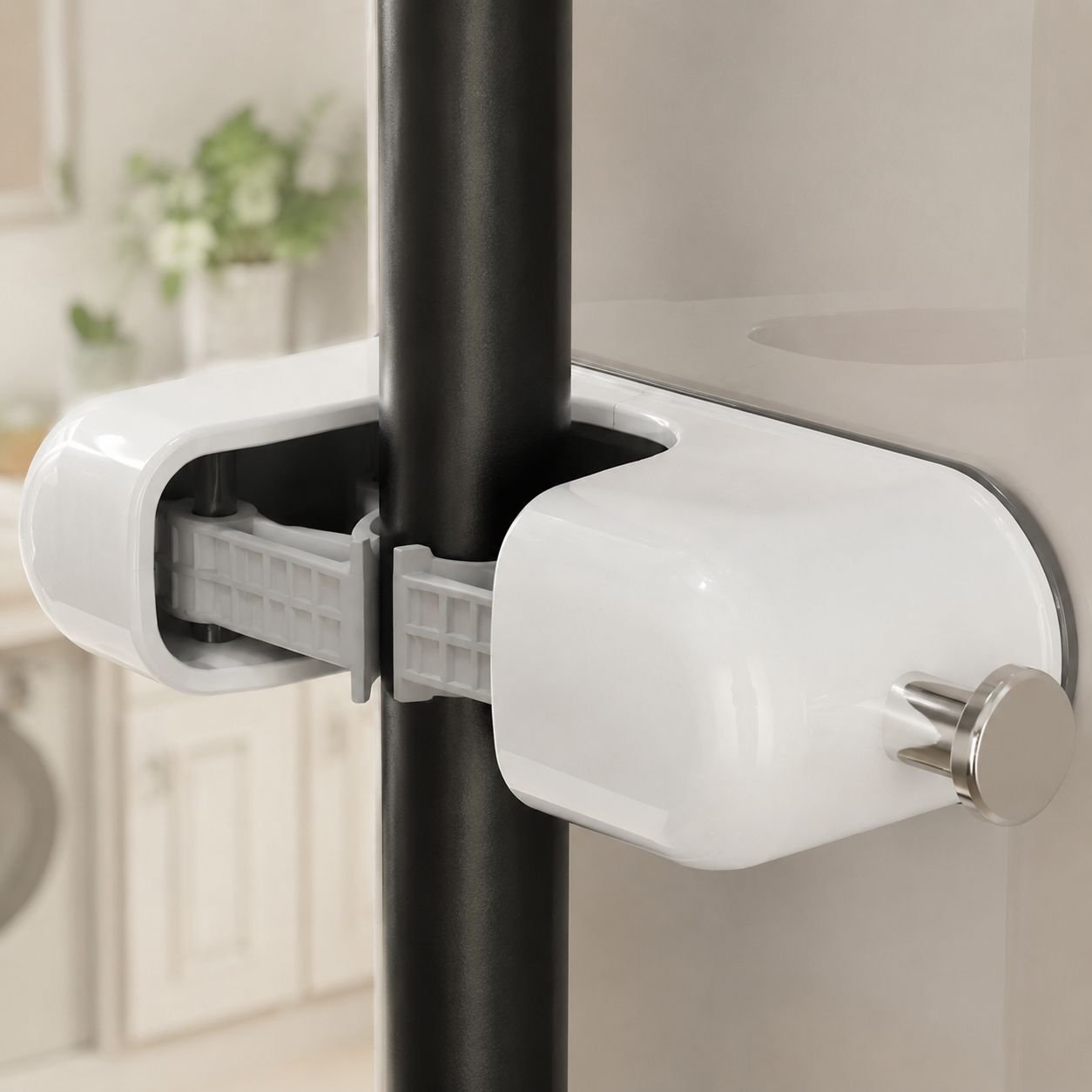 Stainless steel no hole wall hook holding cleaning tools
