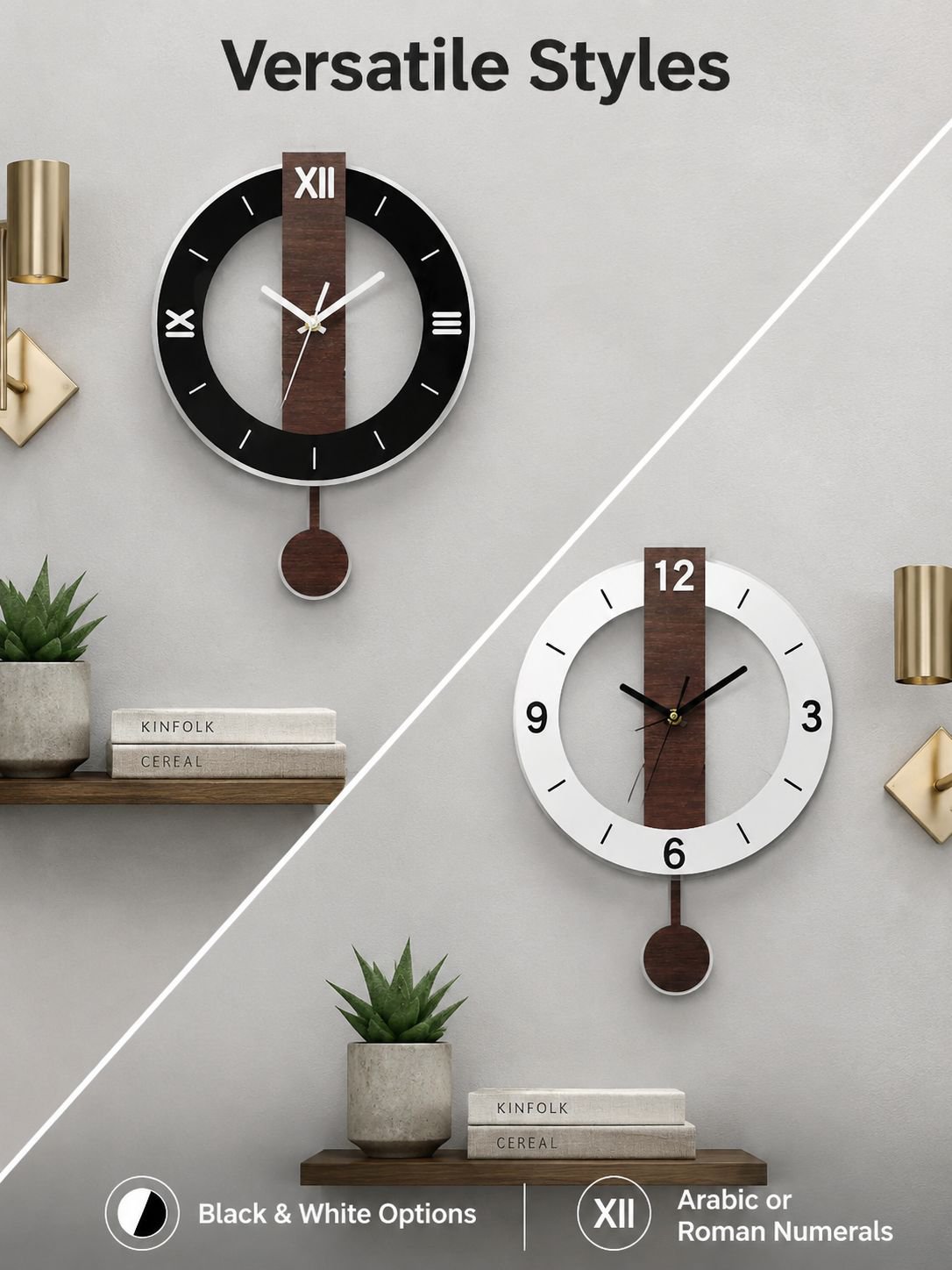 Nordic Style Wooden Grain Wall Clock for Living Room