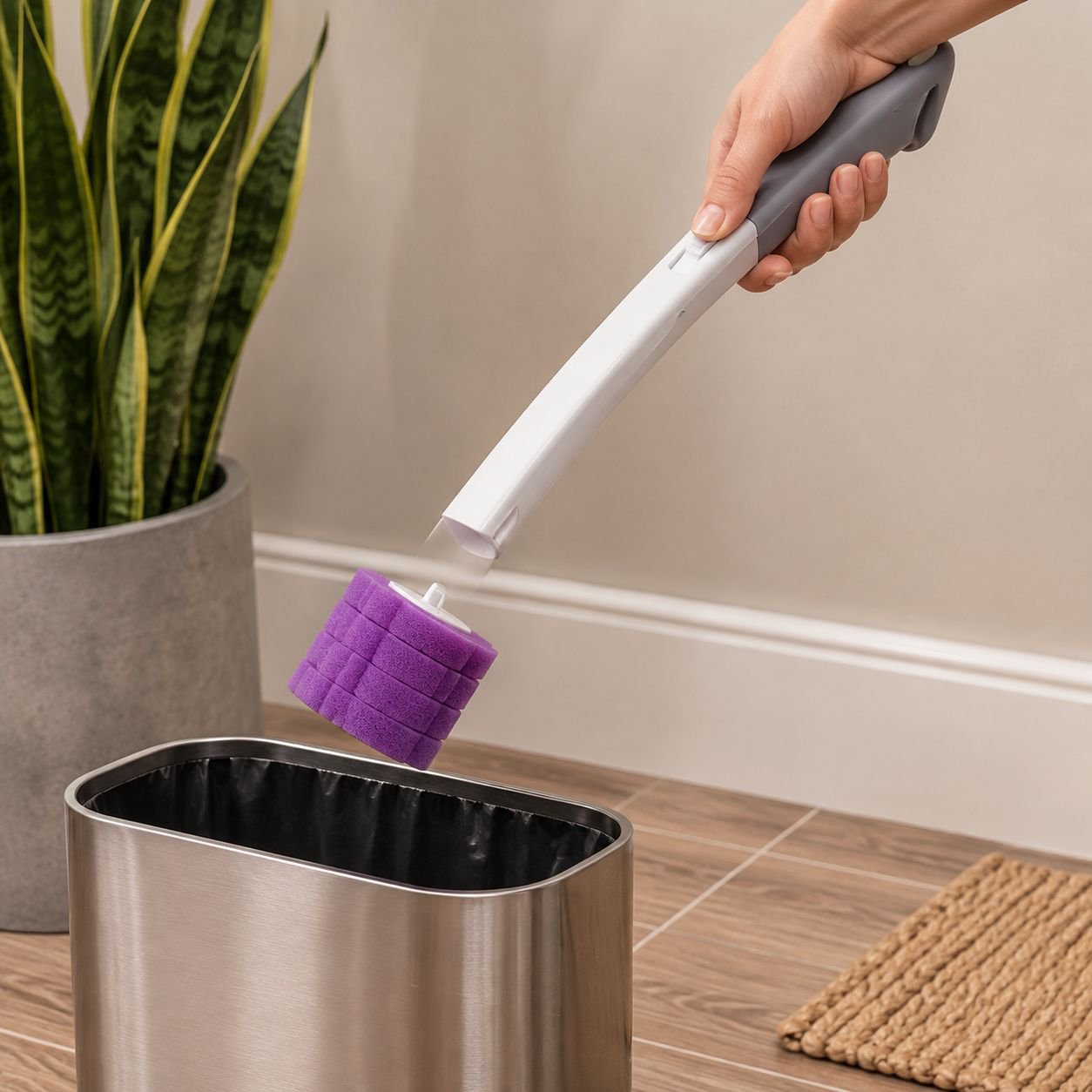 Toilet brush scrubbing tough stains