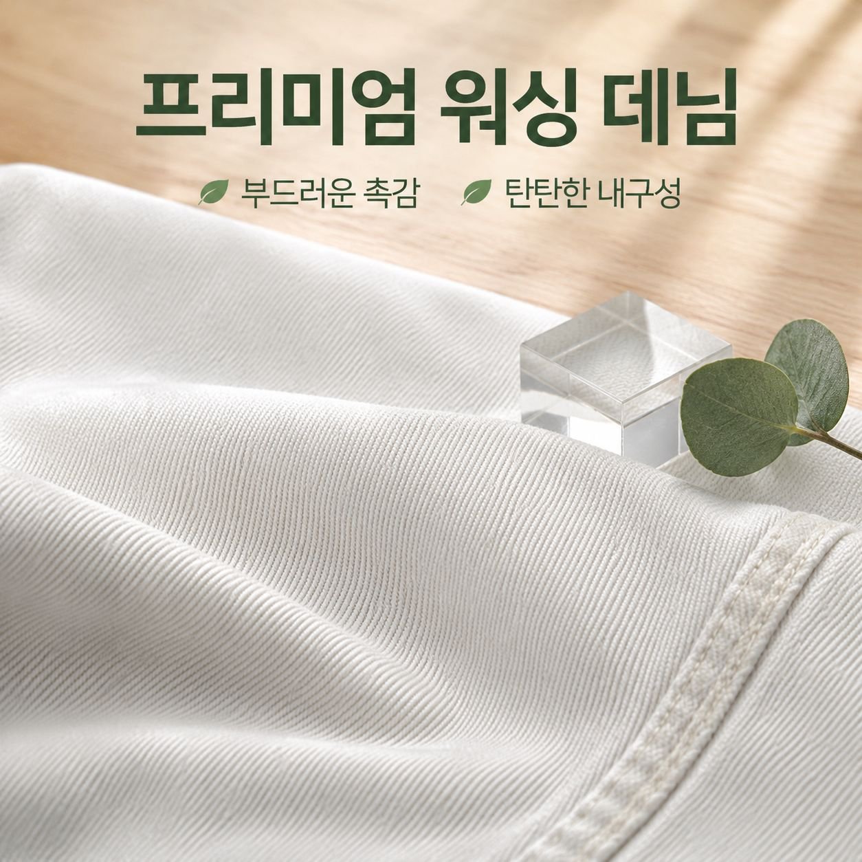 남자 화이트 스트리트 와이드 데님 워싱 팬츠